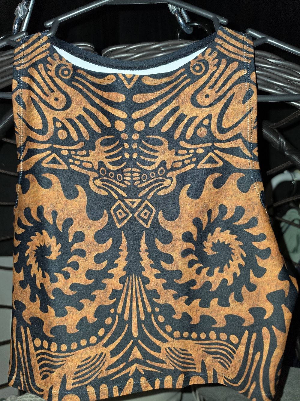 Women's Black & Burnt Orange Tribal-Print Tank Top